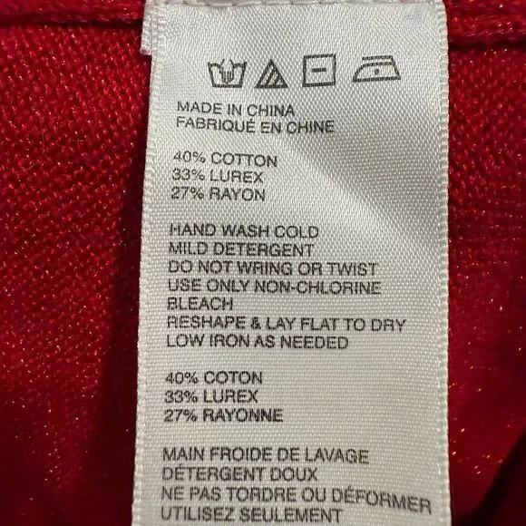 Free People Red Metallic Knit Long Sleeve Sweater Dress Small Holiday Cocktail - Picture 5 of 7